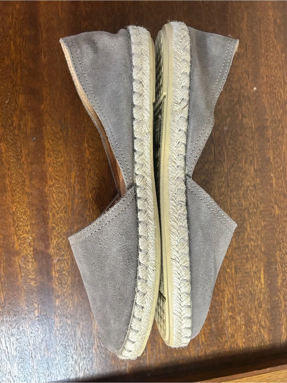 Miz Mooz Taupe Gray Suede Espadrille casual Beachy Slip-On shoes. Size 40/ 9.5